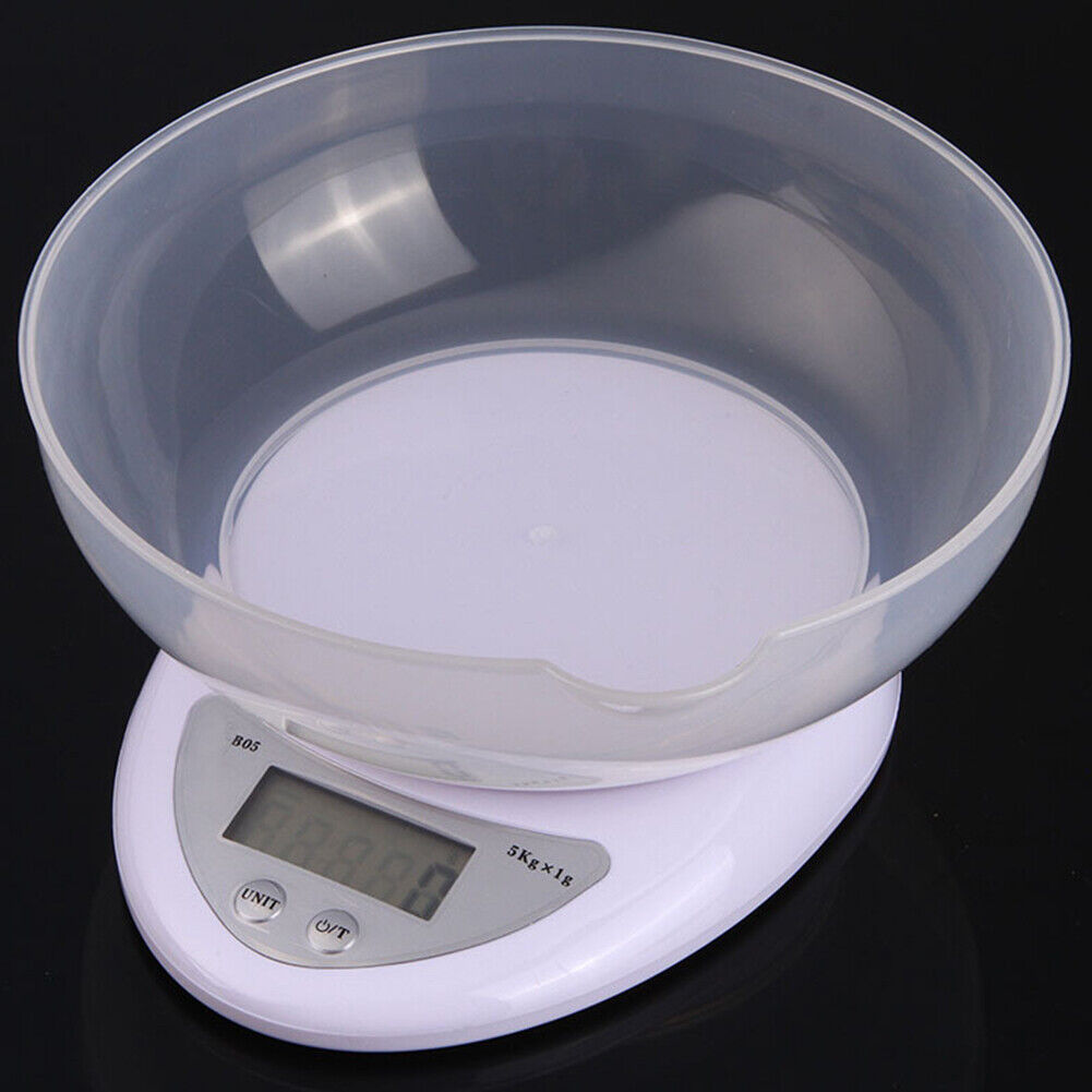 US 5kg/1g Digital LCD Electronic Kitchen Scales Diet Food Compact with Bowl