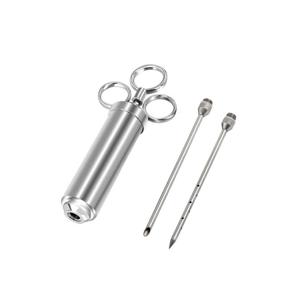 US 1-2 Pc Stainless Steel Seasoning Marinade Injector Gun Flavor Needle Meat BBQ