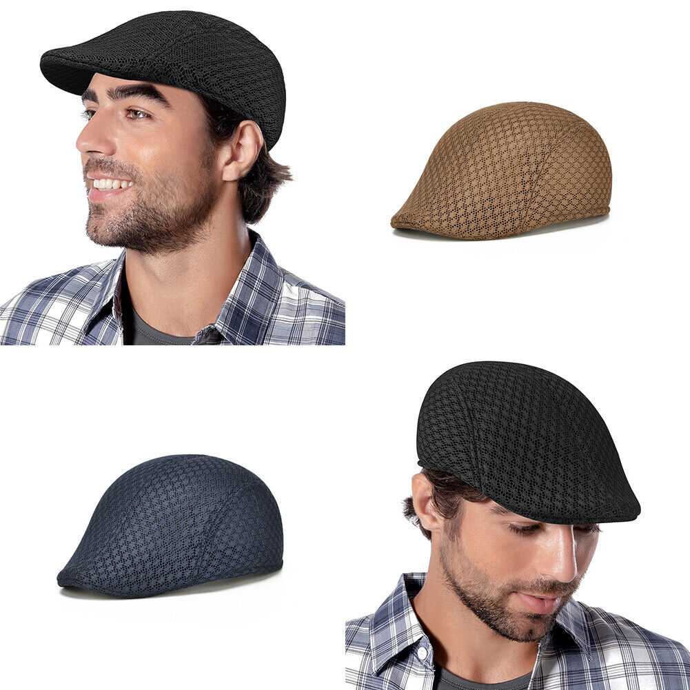 US Men's Breathable Mesh Ivy Hat Gatsby Cap Summer Newsboy Beret Ascot Cabbie