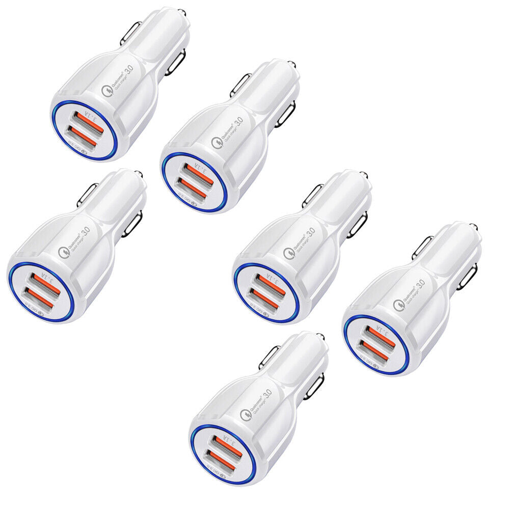 US 3-6 Pack 2 USB Port Fast Car Charger Adapter for iPhone Samsung Android Cell