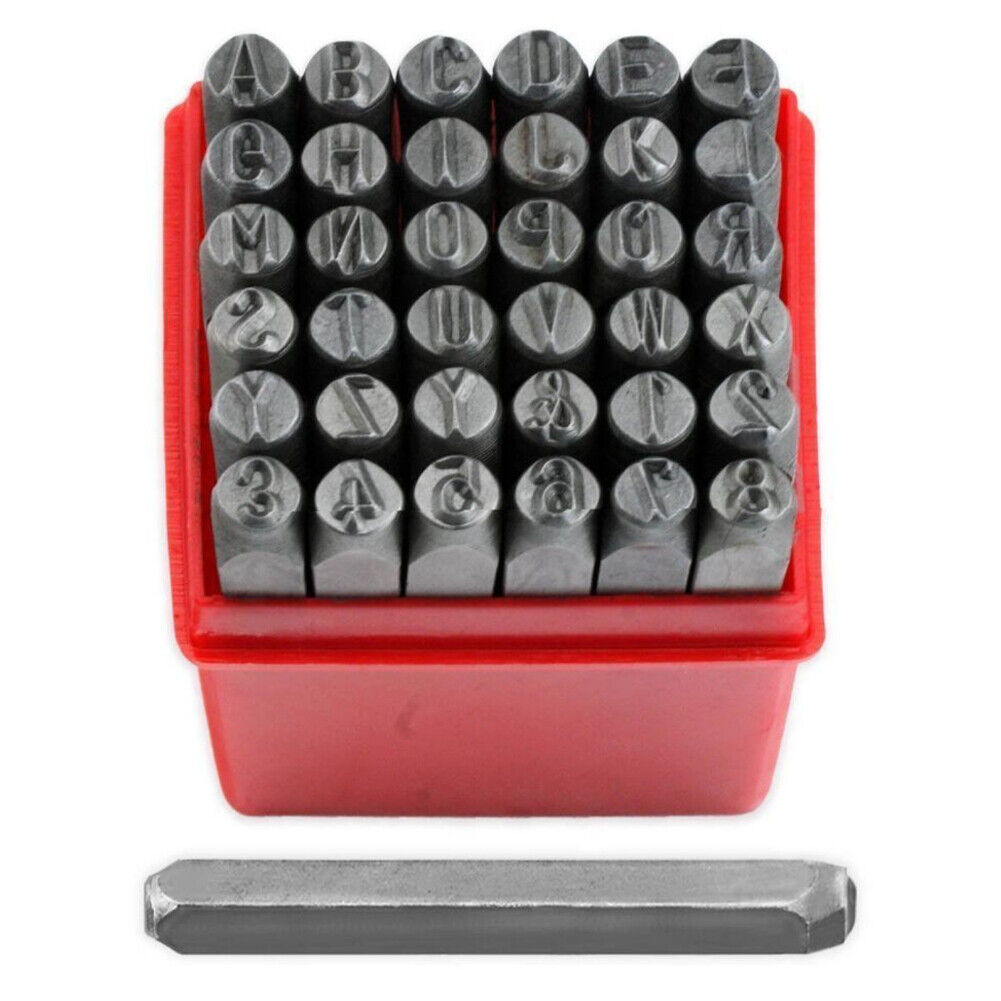 US 36 Piece 1/4" Steel Letter & Number Stamping Set Metal Stamp Alphabet Numeral