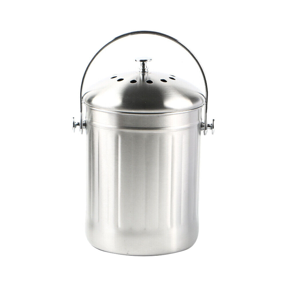 US Kitchen Compost Bin with Lid and 1.3 Gallon Compose Spare Charcoal Filter