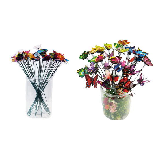 US100-200 Pack Butterfly Stakes Outdoor Yard Planter Flower Pot Bed Garden Decor