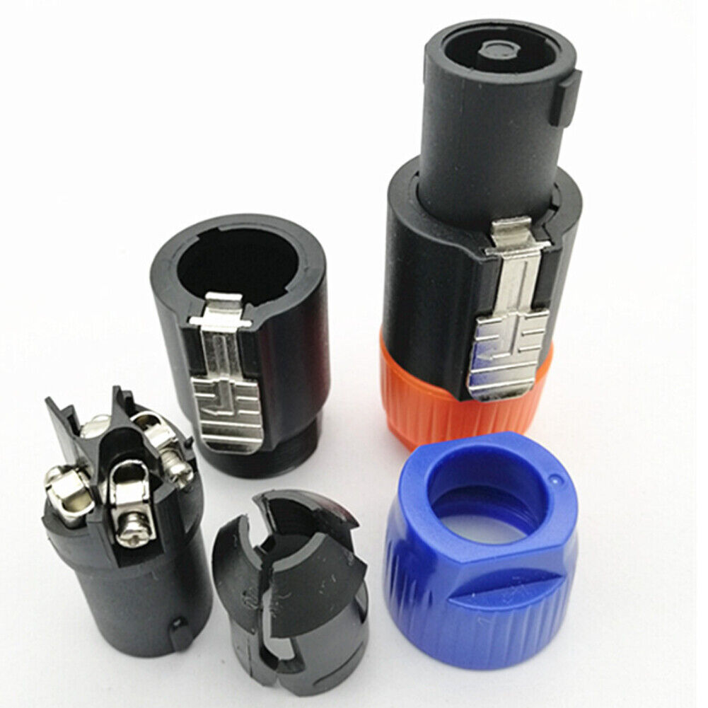 US1-2Pc Cable Adapter Connector Speakon Male Plug 4Pole Audio Speaker(-1+1，-2+2)