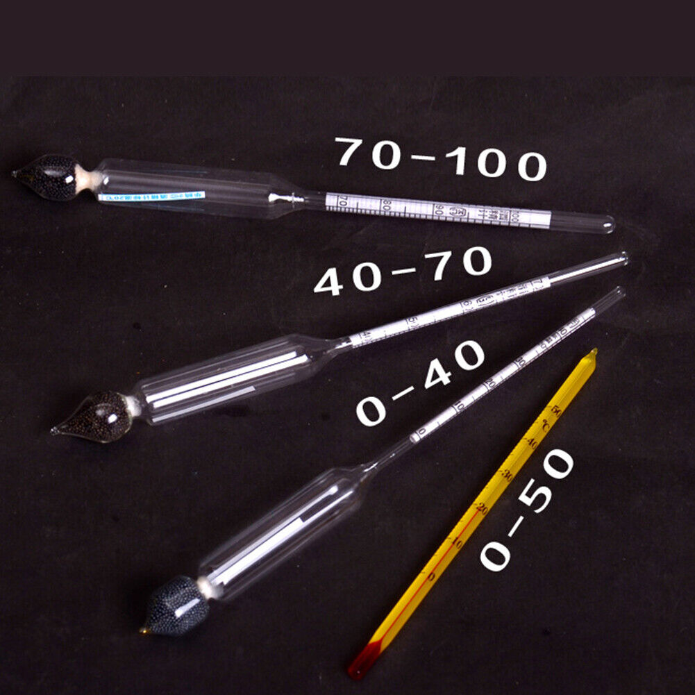 US 1-2Set Alcohol Hydrometer 0-100%Accurate Meter Whiskey Moonshine Distill Test