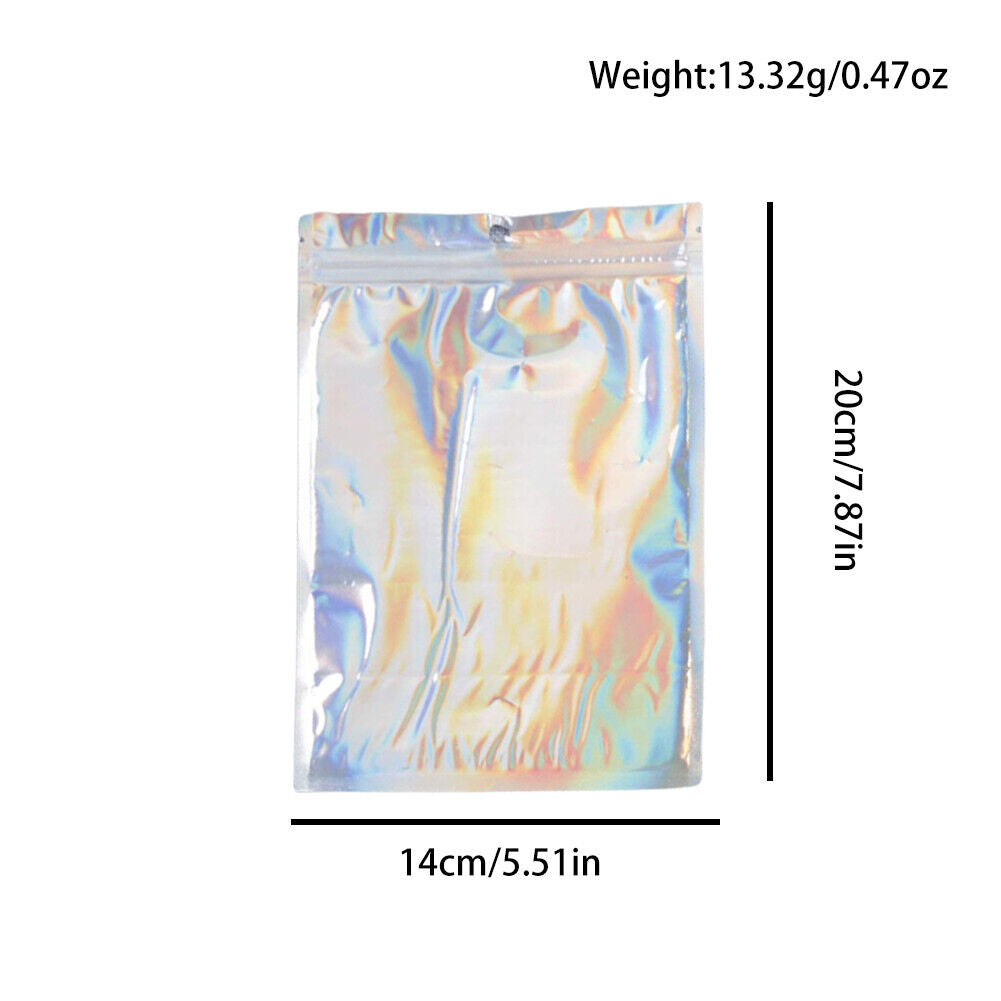 US 50-100 Pack Aluminum Foil Pouch Plastic Packaging Self Seal Laser Zipped Bags
