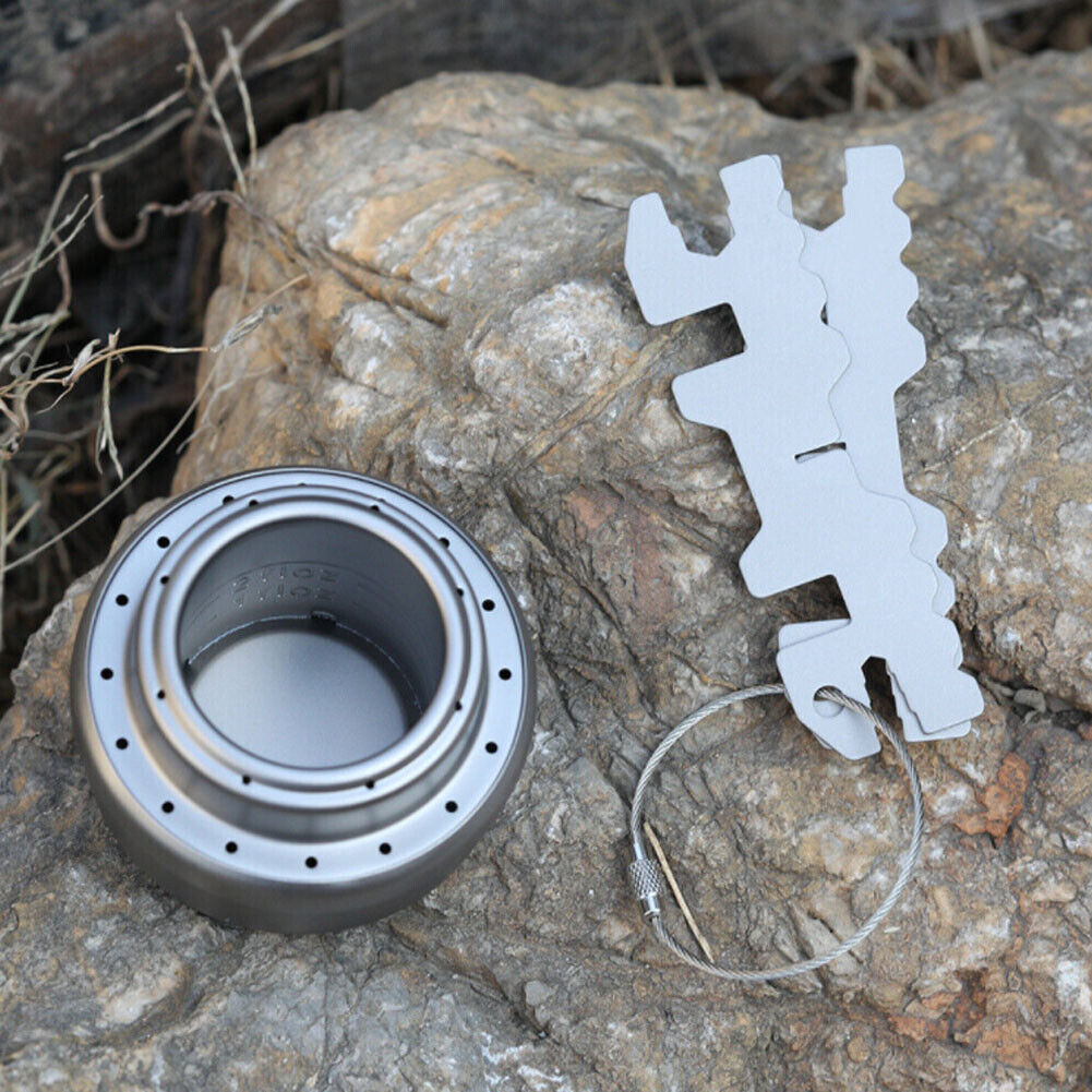 US 1-2 Titanium Portable Camping Hiking Alcohol Stove Cross Burner w/ Lid Stand