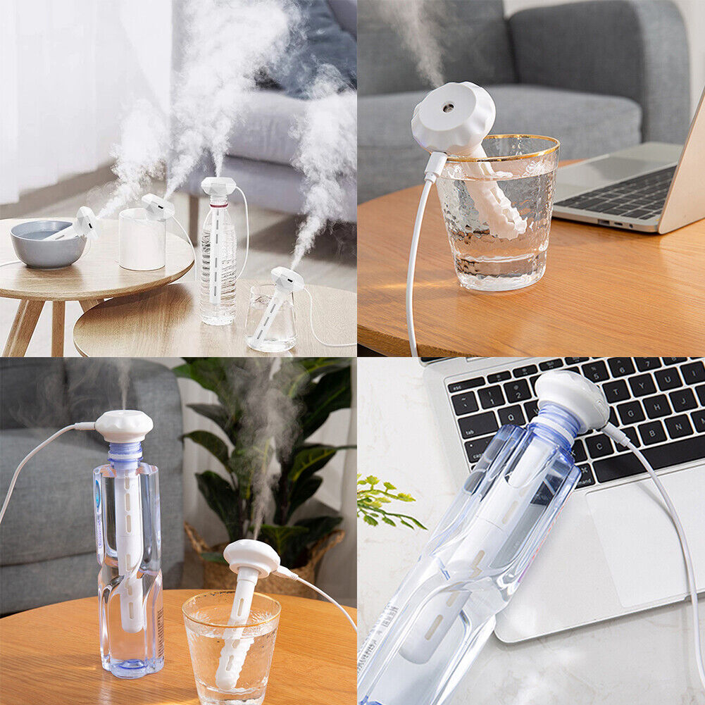 US 2-4 Pcs Portable Mini Cool Mist Humidifier USB-Powered With Nightlight Travel