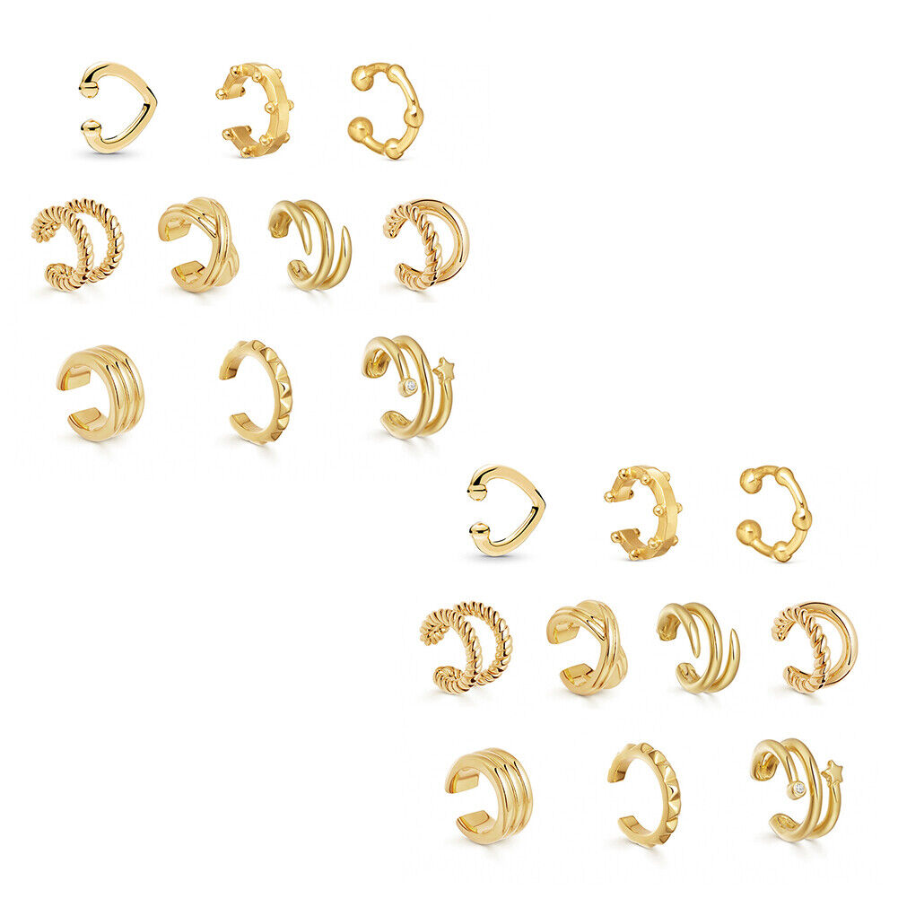 US 10-20 Pack Helix Non Piercing Gold Earrings Cuff Clip on Cartilage Earrings