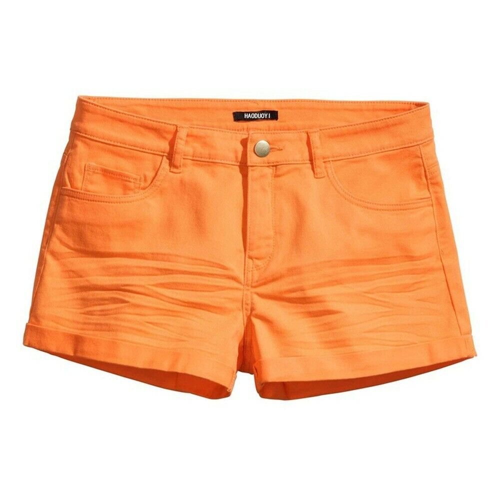 HaoDuoYi Womens Solid Color Fitted Low Waist Casual Hot Shorts