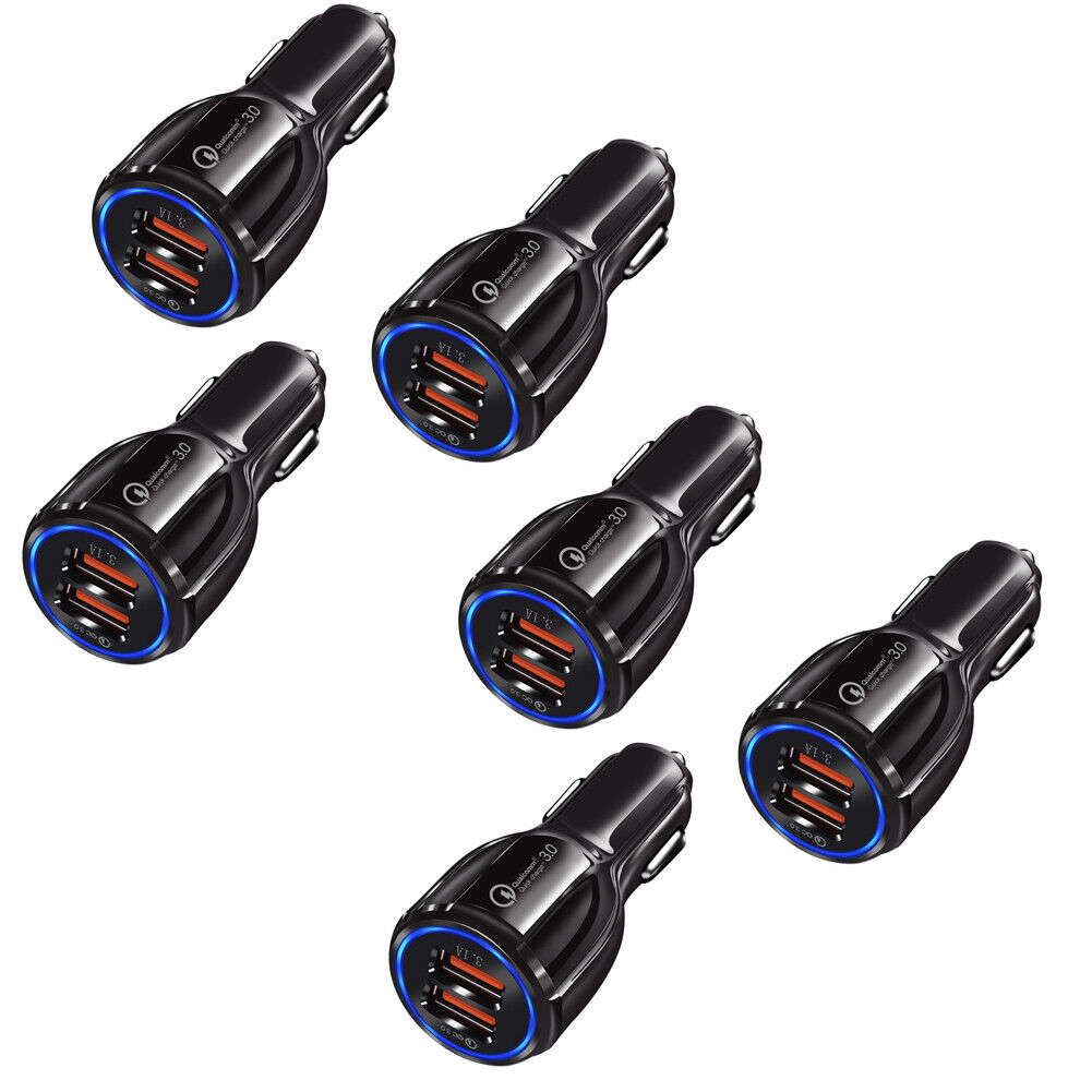 US 3-6 Pack 2 USB Port Fast Car Charger Adapter for iPhone Samsung Android Cell