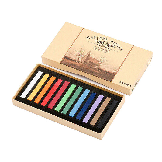 US 12-24 Colors Non Toxic Artist Pastels Soft Chalk Long Square Dry Pastels Set