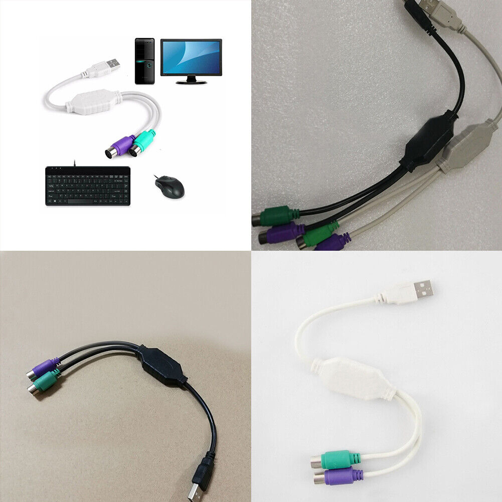 US 2-4 Pack Dual PS/2 Female to USB Adapter Mouse Keyboard Male Cable Converter