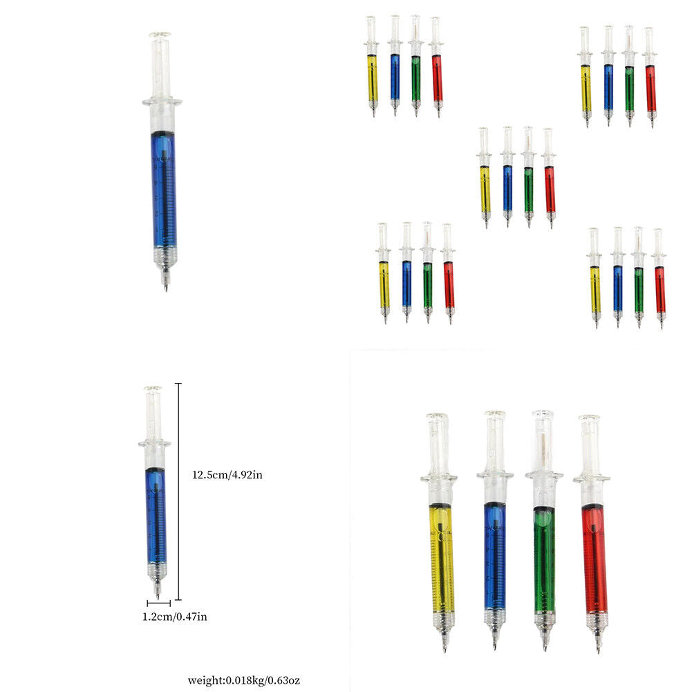 US 20-40Pc Syringe Shape Pen Pill Hospital Nurse Doctors Novelty Ball Point Fine