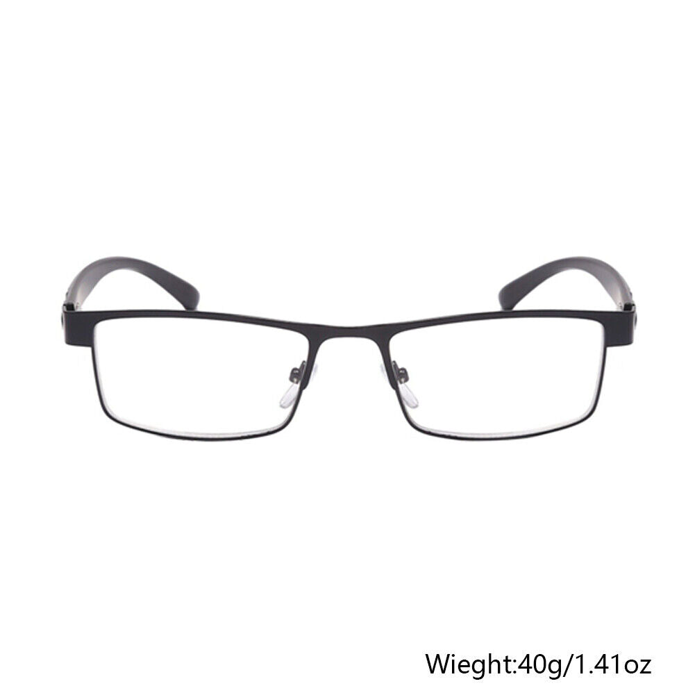 US Men Classic Style Square Metal Frame Reading Glasses Spring Hinge Readers