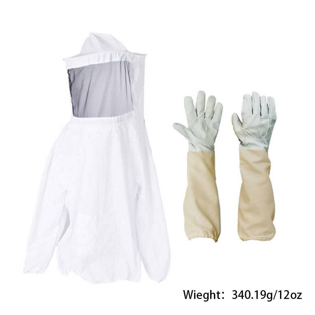 US 1-2 Set Beekeeping Protective Jacket Veil Suit Beekeeping Long Sleeve Gloves