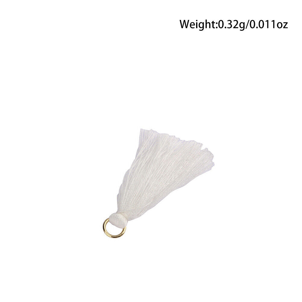 US 100-200Pc Mini Tassels One Inch Threaded Silk Pendants with Ring for Jewelry