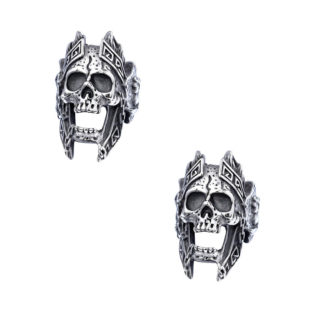 US Mens Stainless Steel Gothic MC Biker Skull Crown Ring Black Men Size 8-11