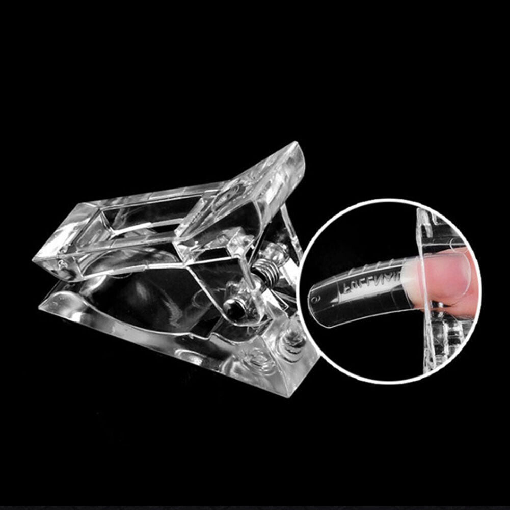 US 20-40 Pc Clear Poly Nail Gel Tips Clip for Quick Building Extension DIY Clamp