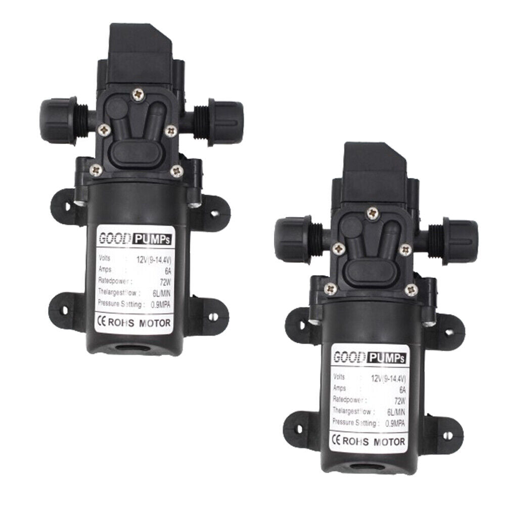 US 2 Pack 12V/24V Automatic Fresh Water High Pressure Diaphragm Pump 130PSI