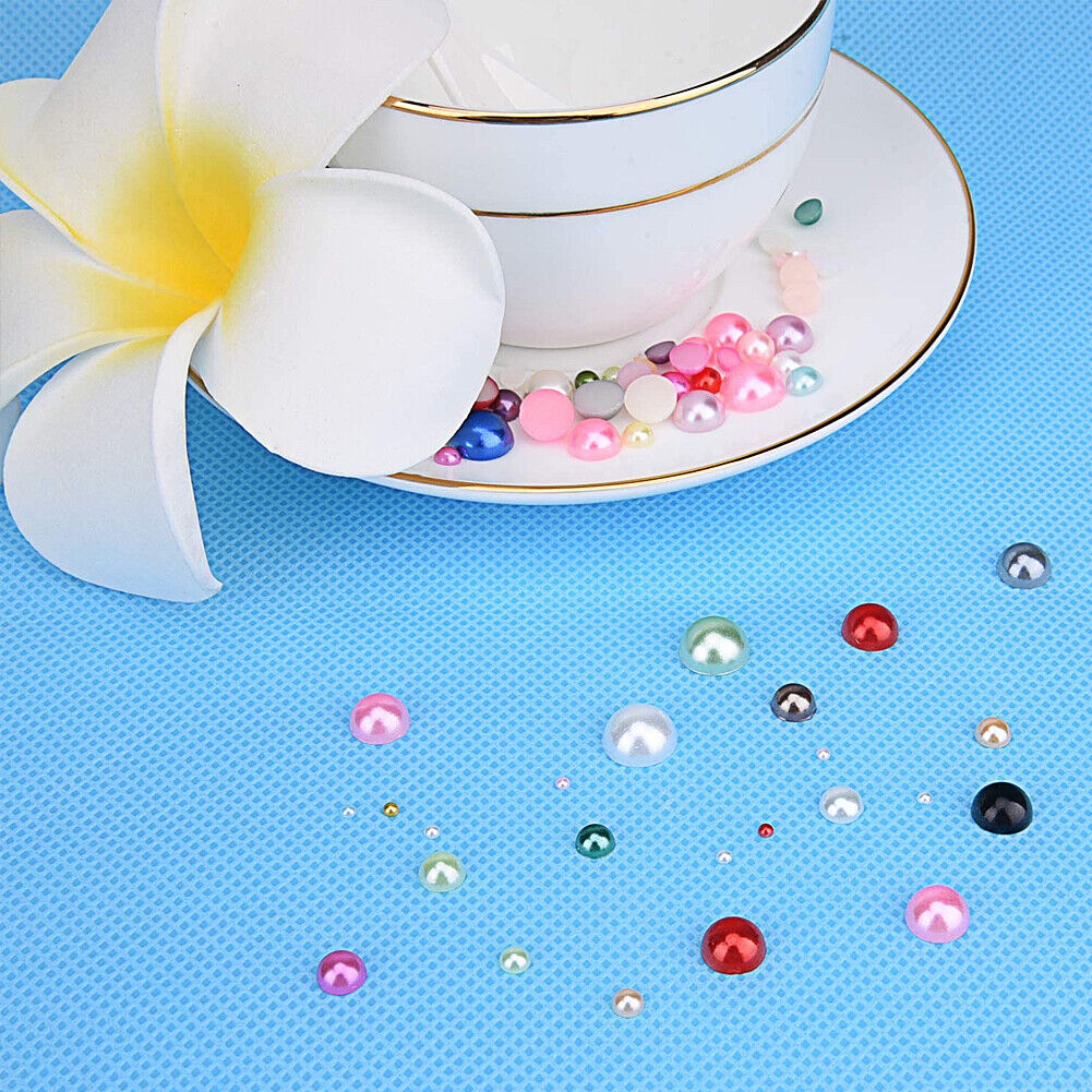 US 5600~11200 Set DIY Half Artificial Pearl Bead Flat Back Beads Craft Nail Art