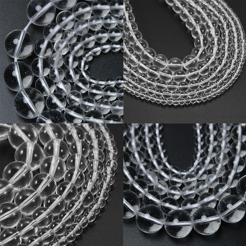 US 6/8/10MM Crystal Quartz Genuine Natural Grade AA Gemstone Round Loose Beads