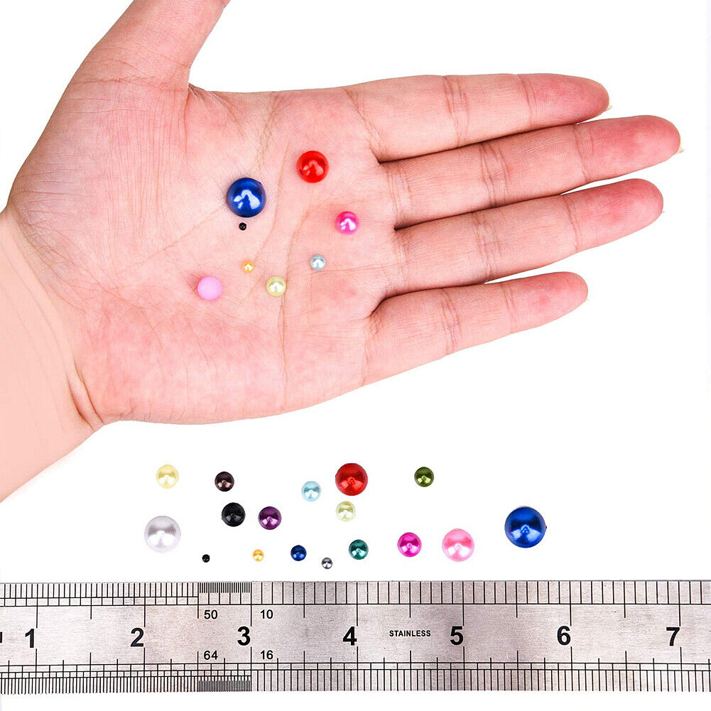 US 5600~11200 Set DIY Half Artificial Pearl Bead Flat Back Beads Craft Nail Art