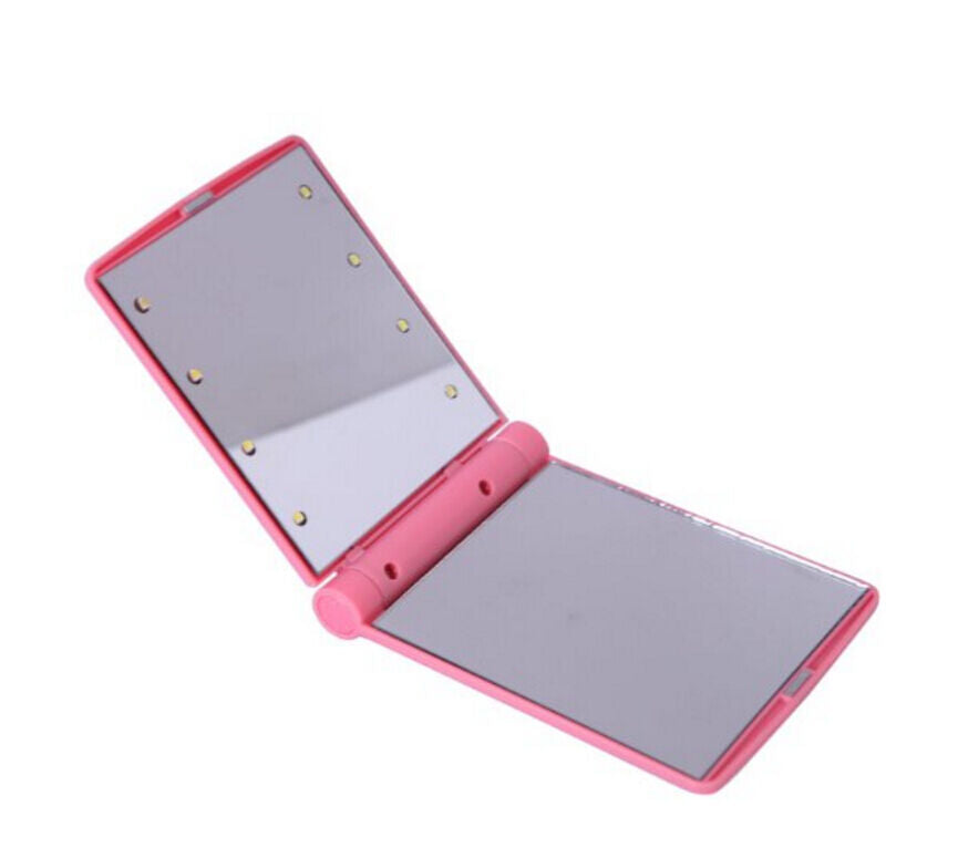 Makeup Cosmetic Folding Portable Compact Pocket Mirror with 8 LED Lights Lamps