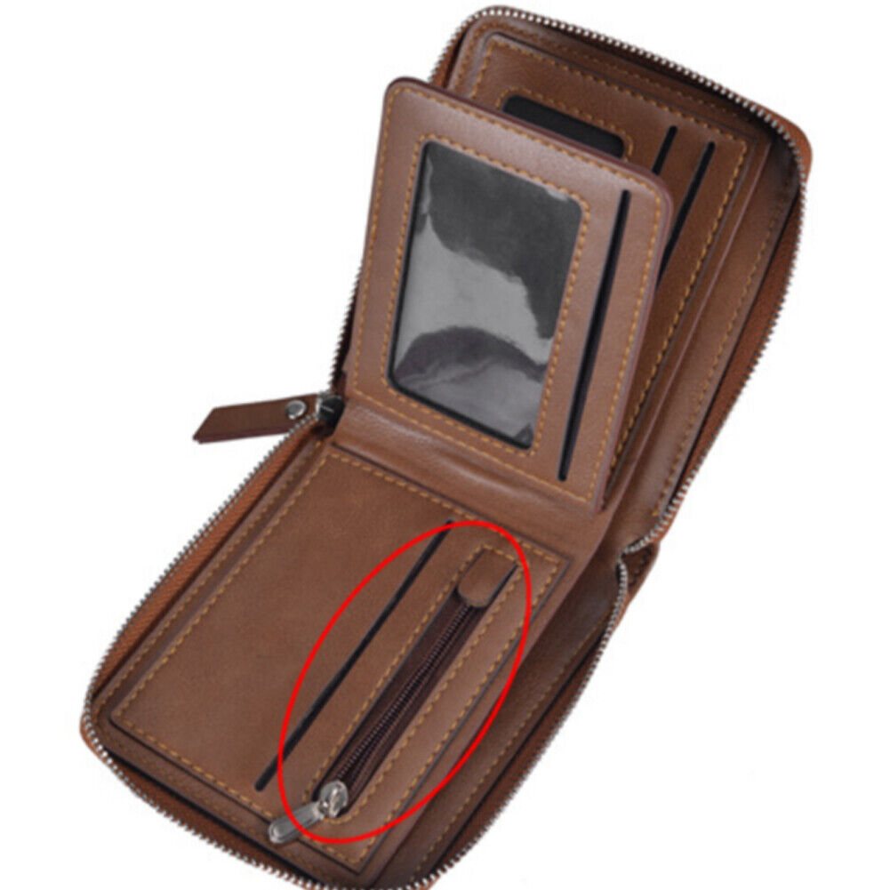 US 1-2 Pack Men RFID Blocking Leather Bifold Wallet Credit Card Holder Zip Purse