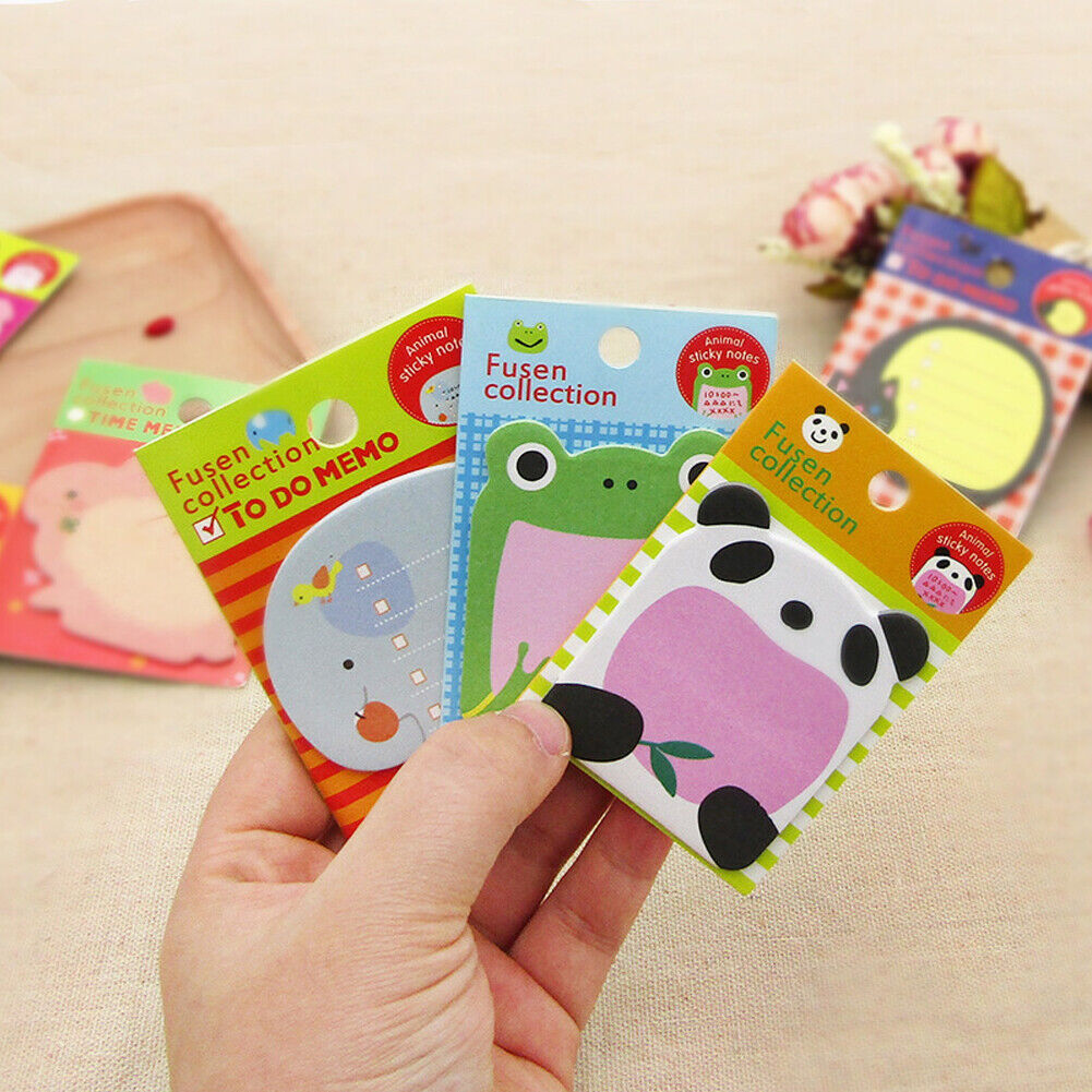 US 16-32 Pcs (320-640 pages Total) Sticky Notes Cute Animal-Shaped Bookmark Pads