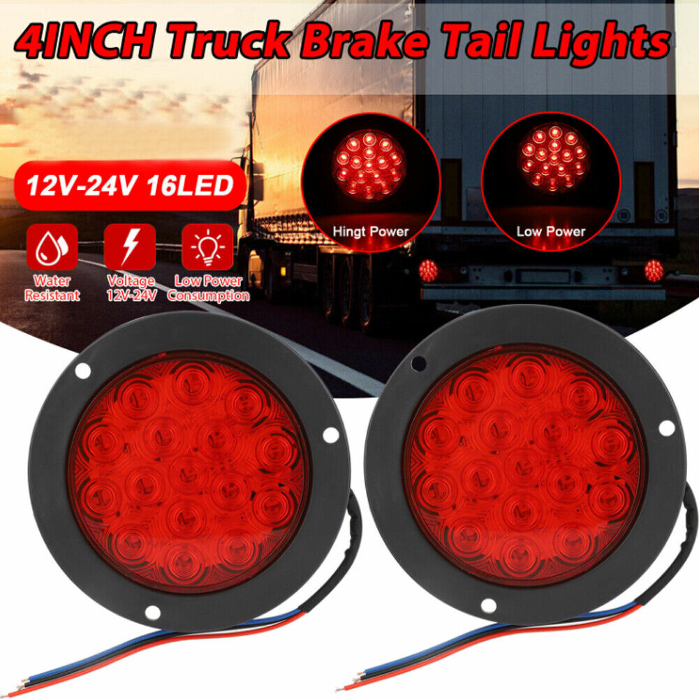 US 2-4 Pack 4" 16 LED Round Led Trailer Tail Brake Stop Turn Lights Waterproof