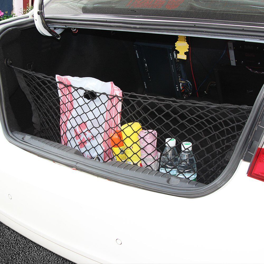 Vehicle Trunk Mesh Cargo Net - Black Universal Fit Cargo Storage Organizer