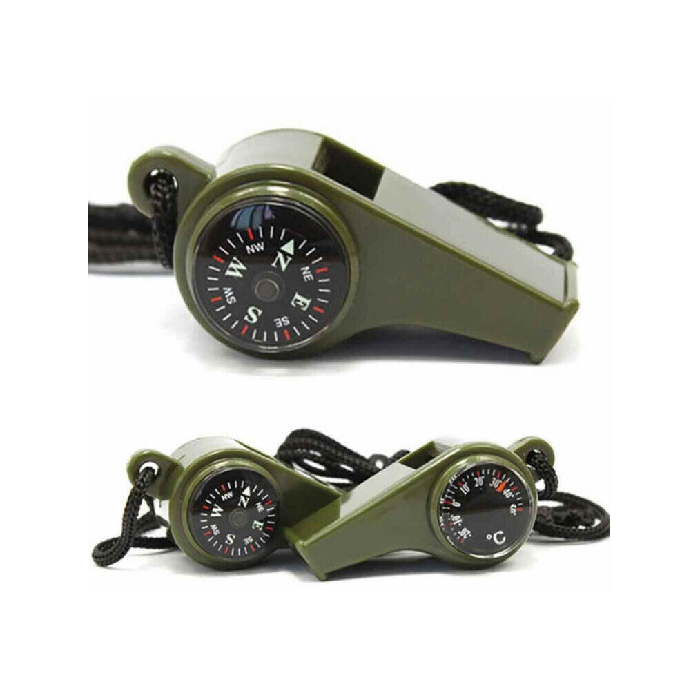 US 3-6 Pc 3-in-1 Whistle Compass Thermometer EDC Outdoor Emergency Gear Survival