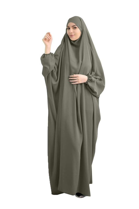 Women Muslim  Long Dress One-Size Overall Hijab Thobe Hooded Dress