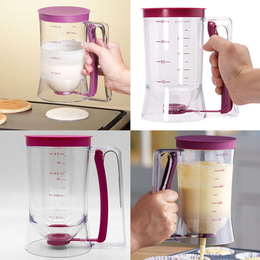 US 1-2Pc Pancake Batter Dispenser Cupcake Measuring Baking Kitchen Mix Tool900ml