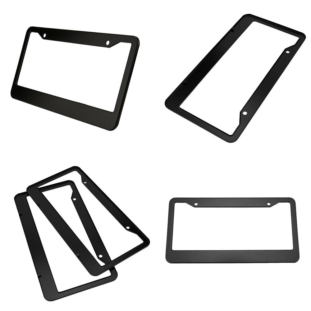 US 2-4Pc Black License Plate Frame Tag Cover Stainless Front Back Universal