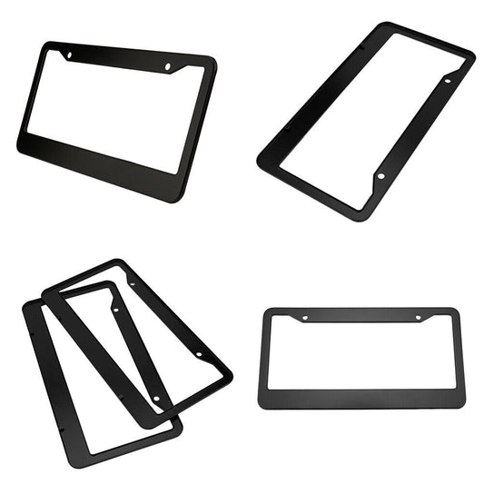 US 2-4Pc Black License Plate Frame Tag Cover Stainless Front Back Universal