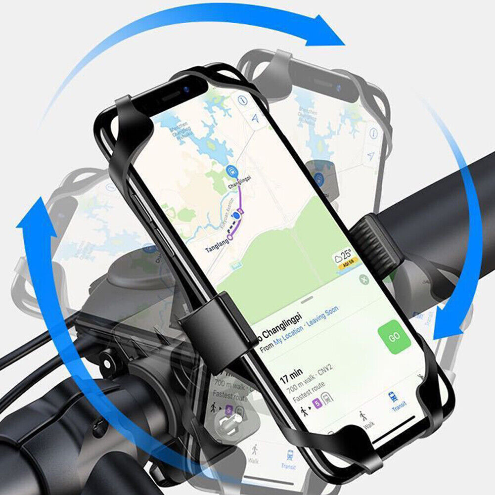 US 2-4 Pc Cell Phone Silicone Mount Holder GPS Motorcycle MTB Bike Bicycle 360