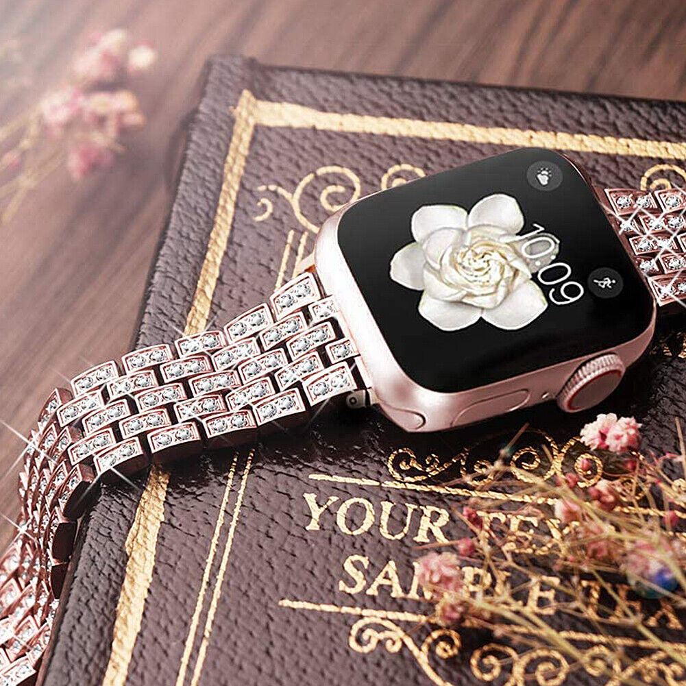 US Luxury iWatch Strap Metal Diamond For Apple Watch Series 1 to 7 38/40/42/44mm