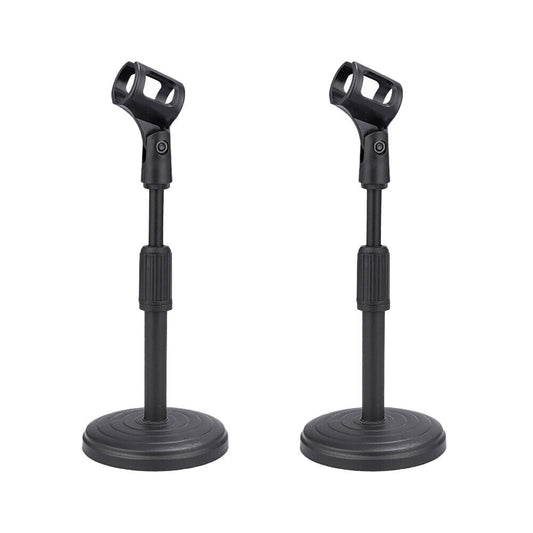 US 2-4 Pcs Adjustable Desktop Microphone Stand Mini Round Base Foldable Mic Clip