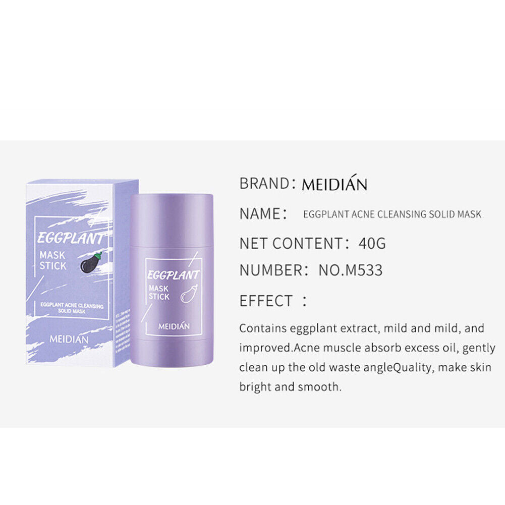 US 1-2Pack Green Tea/Eggplant Stick Mask Blackhead Remover Oil Control Cleansing