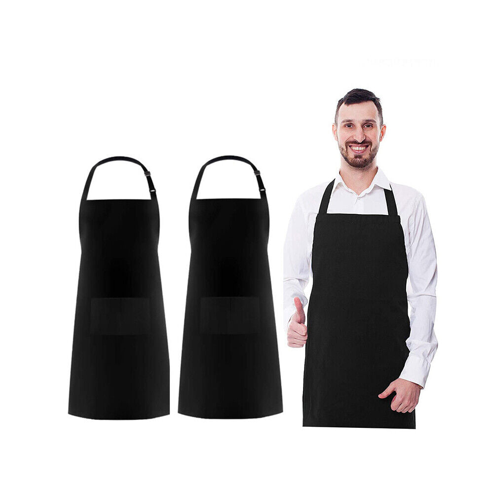 US 2-4 Pc Waterproof Rubber Vinyl Apron with 2 Pockets Dishwashing For Kitchen