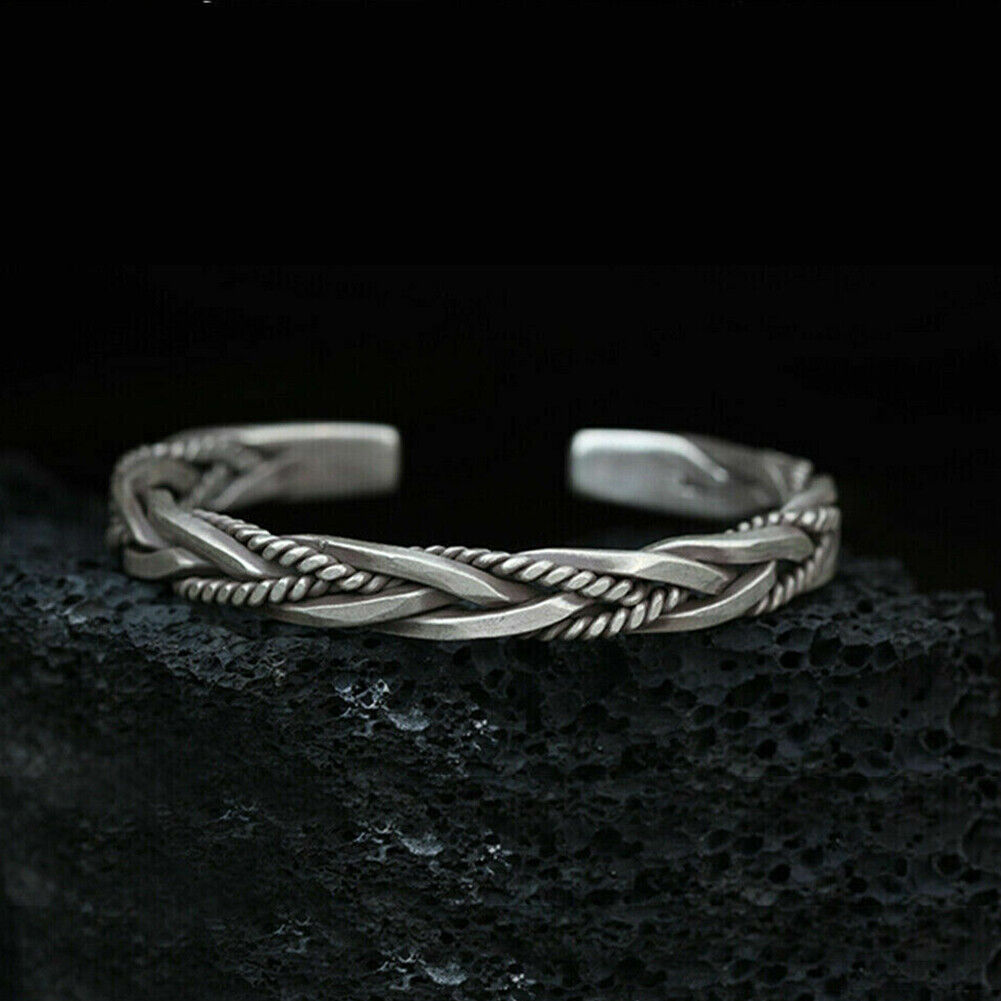 US 2-4 Pcs 925 Sterling Silver Bracelet Open Handmade Vintage Twist Cuff
