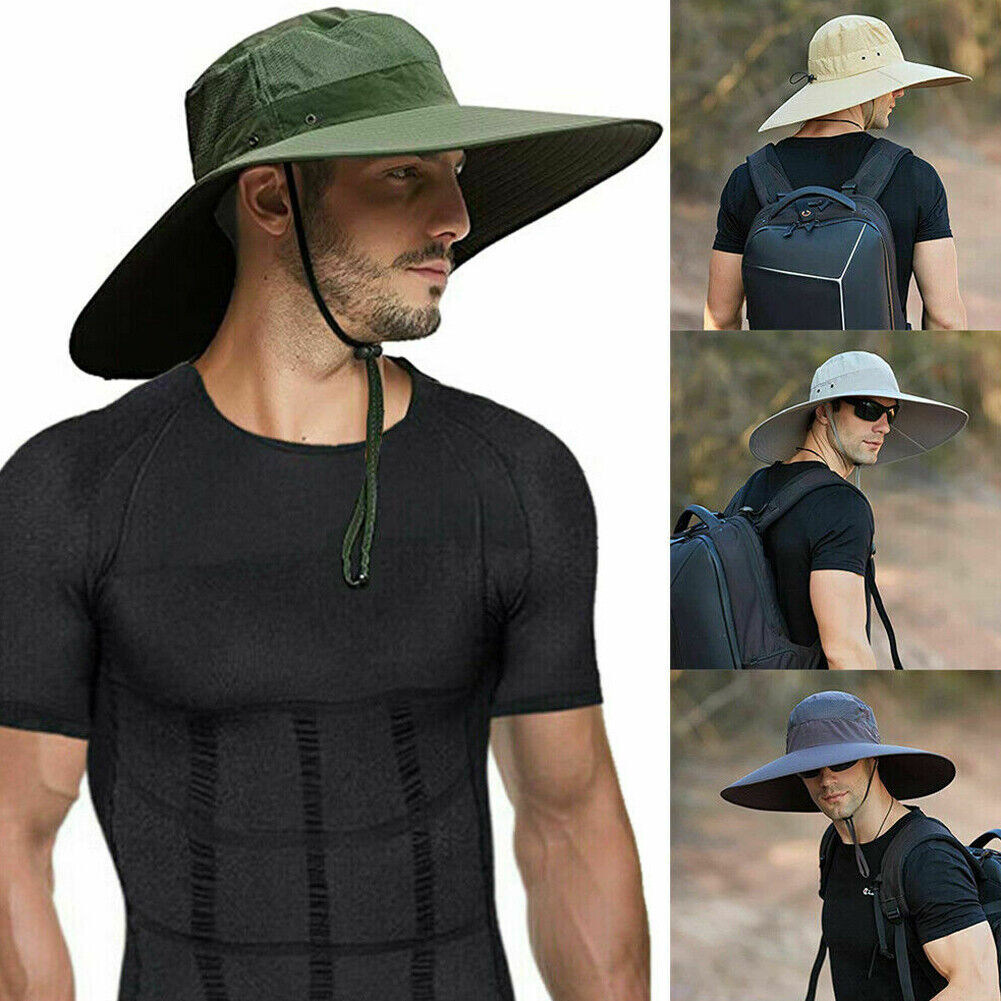 US 1~2 Pack Wide Brim Foldable & Adjustable Bucket Sunhat All Seasons Waterproof