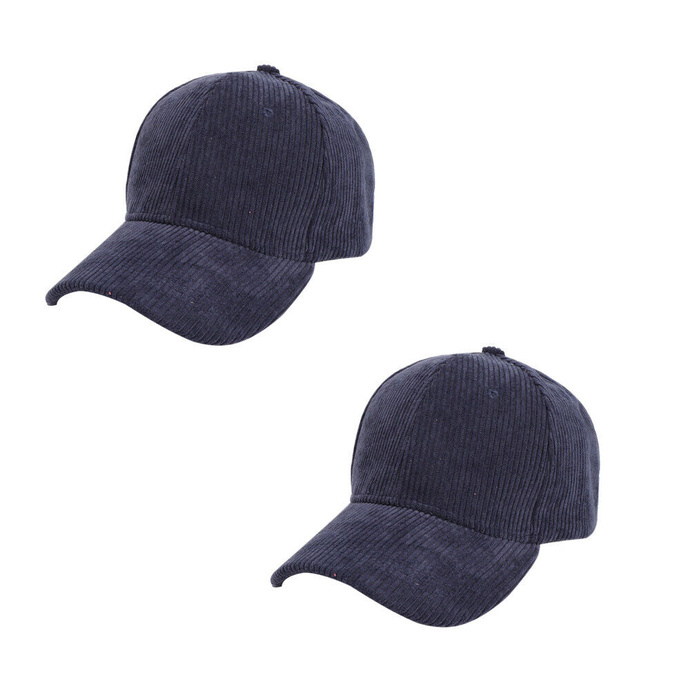 US 1-2 Pcs Cotton Corduroy Baseball Cap Classic Adjustable Plain Hat Warm Unisex