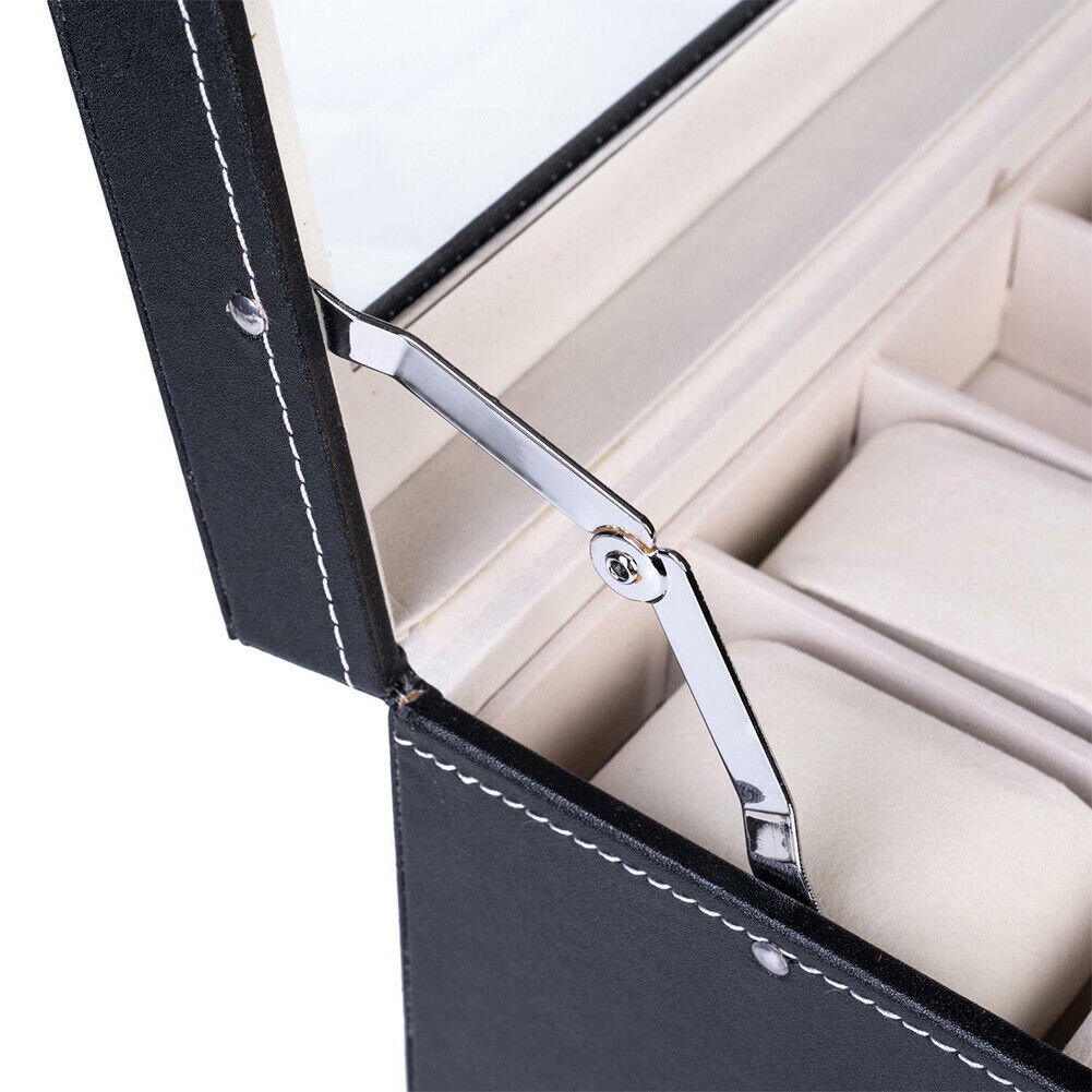 US Large 20 Slot Watch Organizer Box Case Glass Display Leather Jewelry Storage