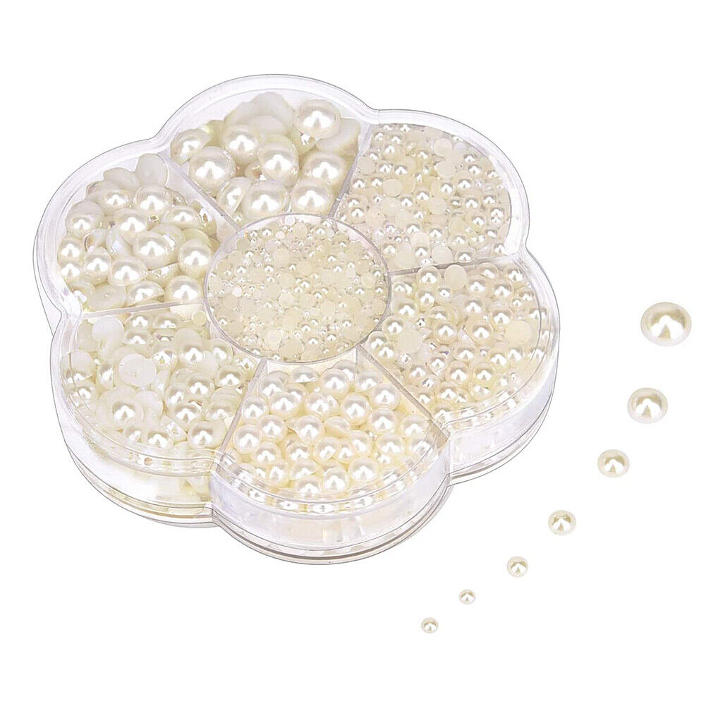 US 5600~11200 Set DIY Half Artificial Pearl Bead Flat Back Beads Craft Nail Art