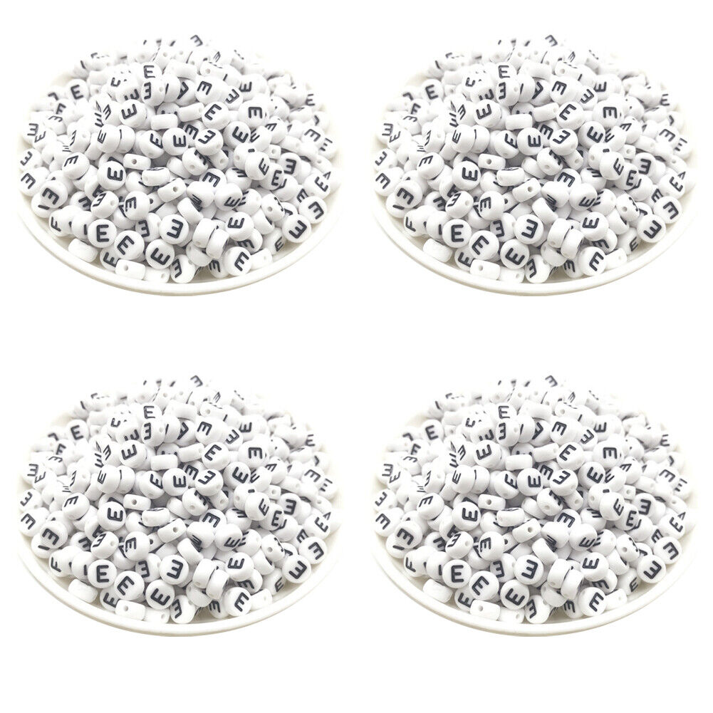 US 400-800 Round 7mm Acrylic Alphabet Beads Flat Round Letter DIY Jewelry Making