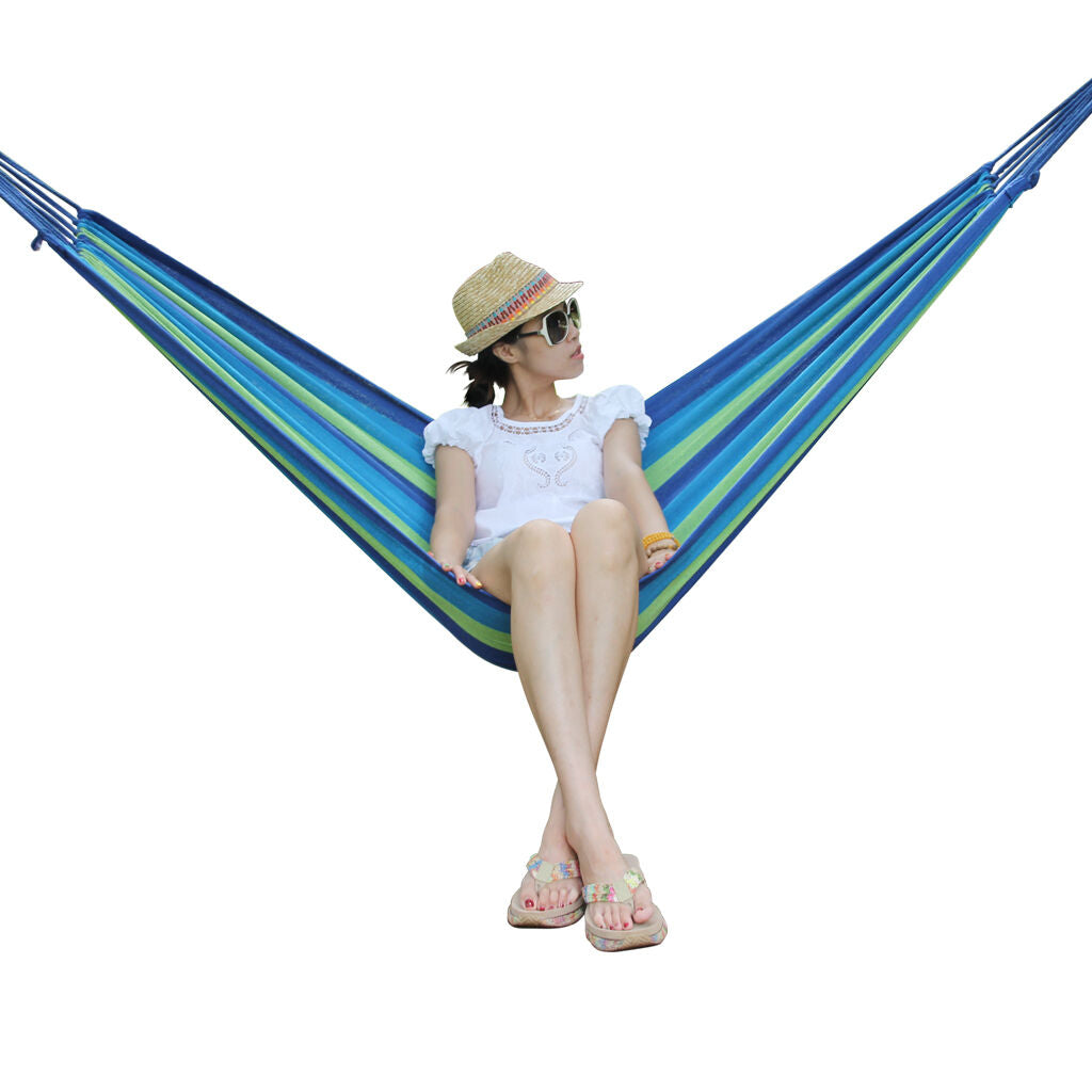 Double Layered Cotton Fabric Travel Camping Hammock,78.75''x31.5'', max 308 lbs