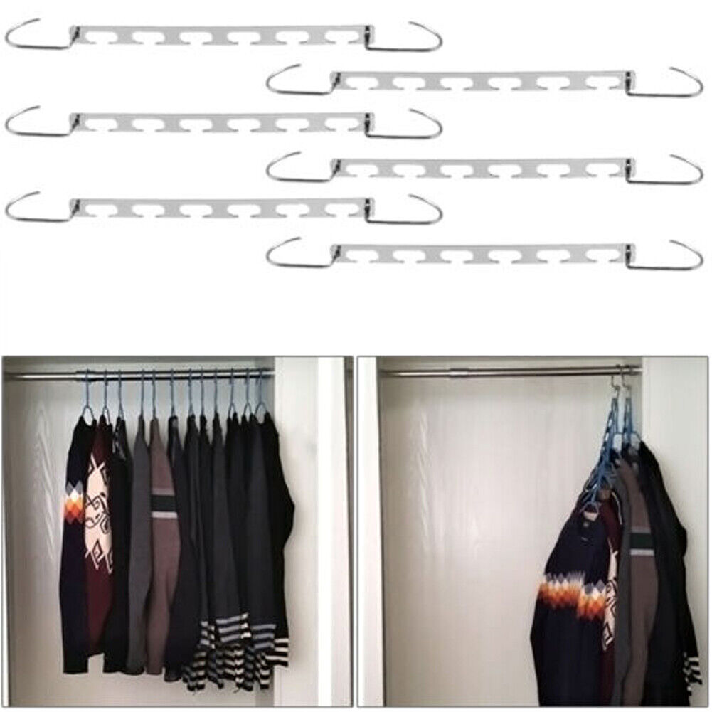 US 10-20Pc Metal Hook Magic Hanger Closet Clothes Organizer Space Saving Hangers